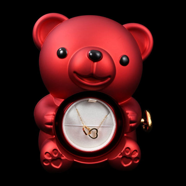 Eternal Rose Bear W /Engraved Necklace